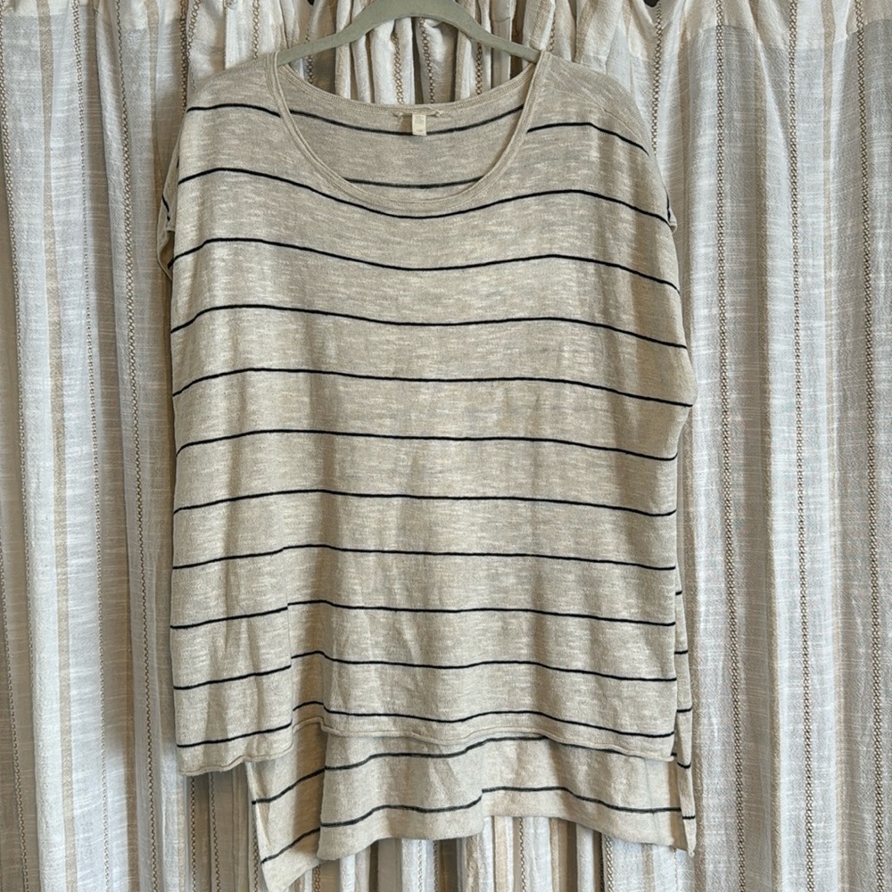 Eileen Fisher Organic Linen & Cotton Stripe Top